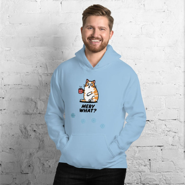Merry What Christmas Cat Graphic Hoodie - White - S - ArtyKoala