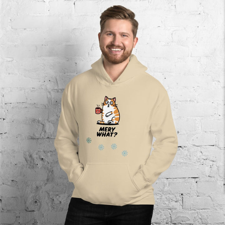 Merry What Christmas Cat Graphic Hoodie - White - S - ArtyKoala