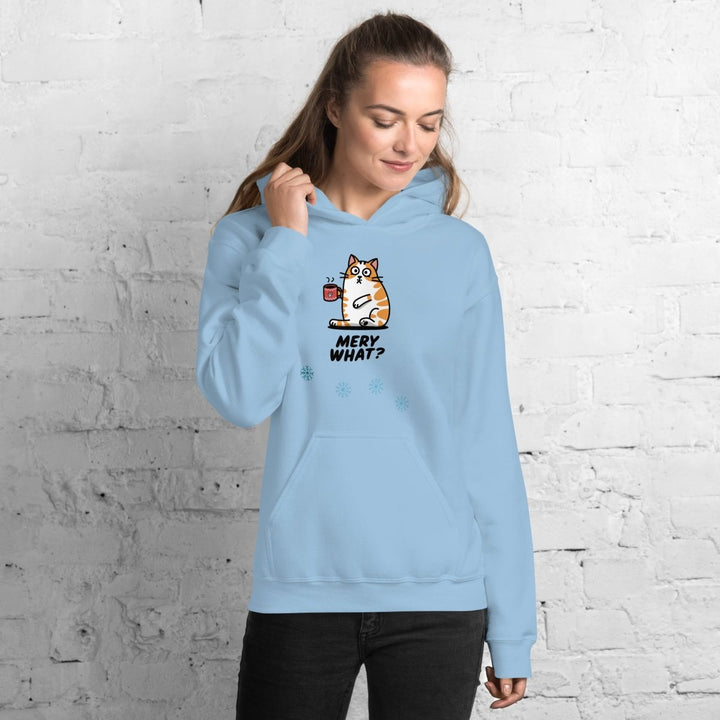 Merry What Christmas Cat Graphic Hoodie - White - S - ArtyKoala