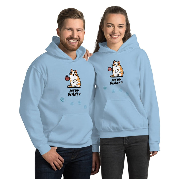 Merry What Christmas Cat Graphic Hoodie - White - S - ArtyKoala