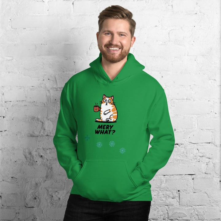 Merry What Christmas Cat Graphic Hoodie - White - S - ArtyKoala