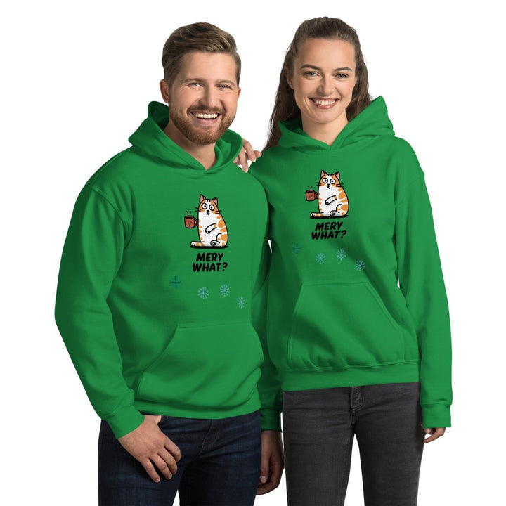 Merry What Christmas Cat Graphic Hoodie - White - S - ArtyKoala