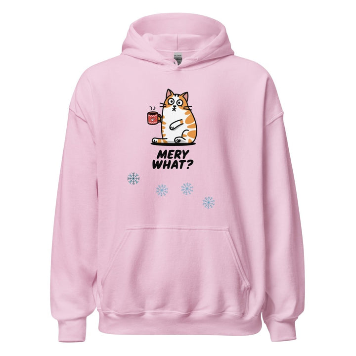 Merry What Christmas Cat Graphic Hoodie - Light Pink - S - ArtyKoala