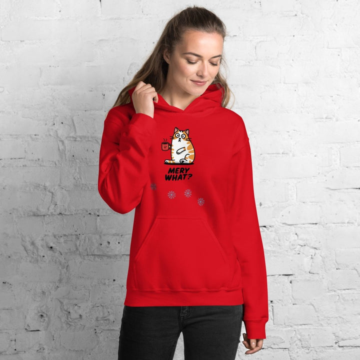 Merry What Christmas Cat Graphic Hoodie - Irish Green - S - ArtyKoala