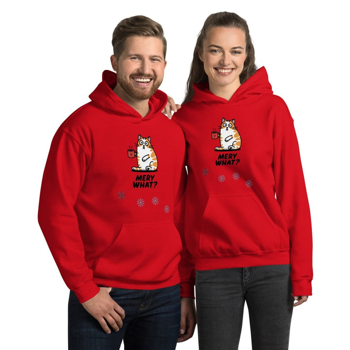 Merry What Christmas Cat Graphic Hoodie - Sand - S - ArtyKoala