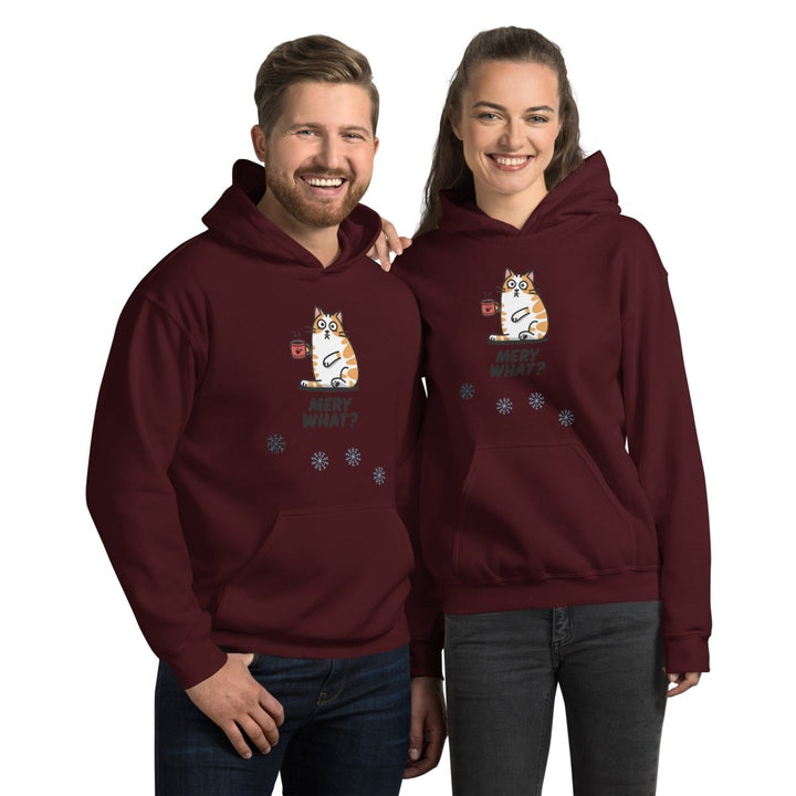 Merry What Christmas Cat Graphic Hoodie - Irish Green - S - ArtyKoala