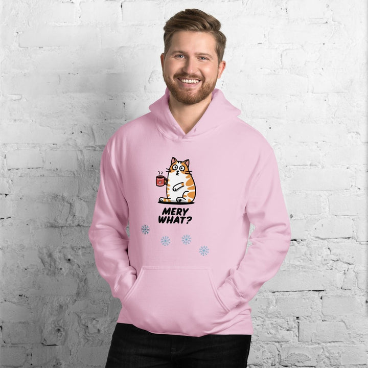 Merry What Christmas Cat Graphic Hoodie - White - S - ArtyKoala