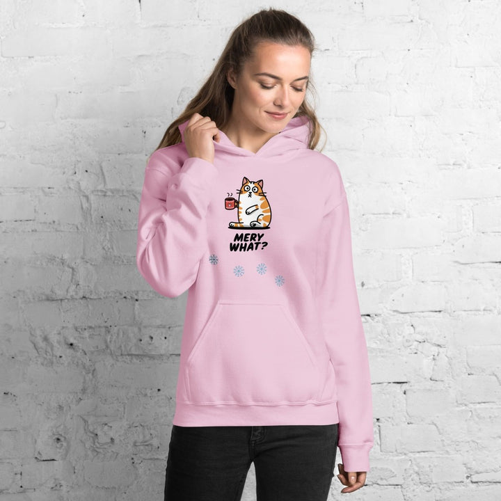 Merry What Christmas Cat Graphic Hoodie - White - S - ArtyKoala