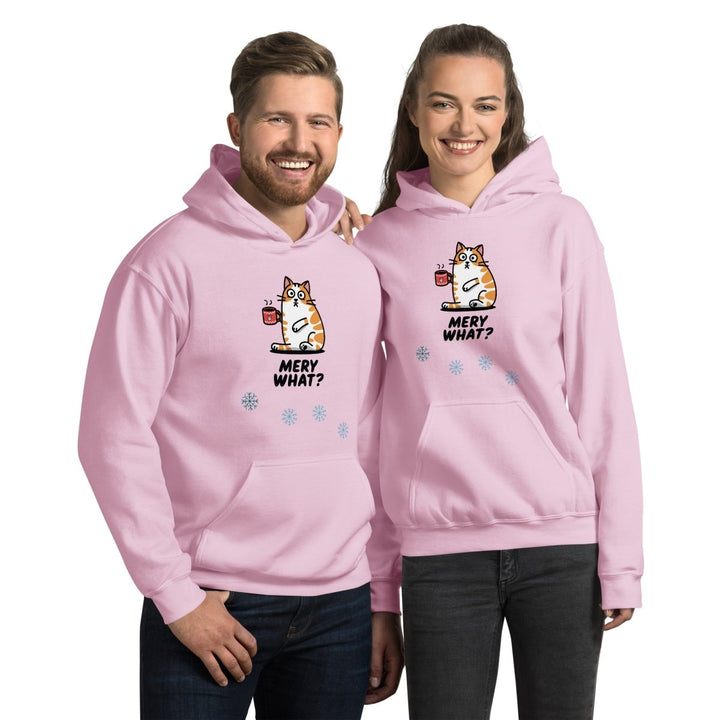 Merry What Christmas Cat Graphic Hoodie - White - S - ArtyKoala