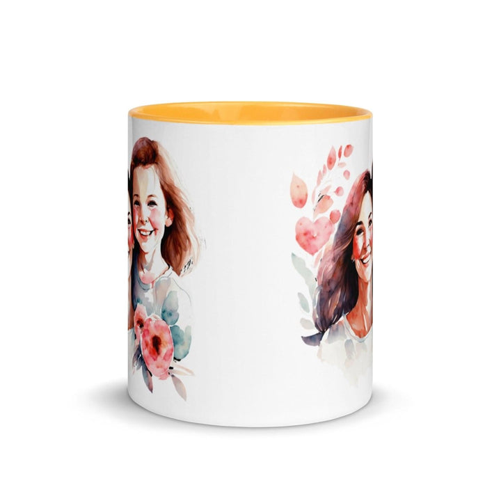 Mom and girl Colorful Print Mug - Yellow - 11 oz - ArtyKoala