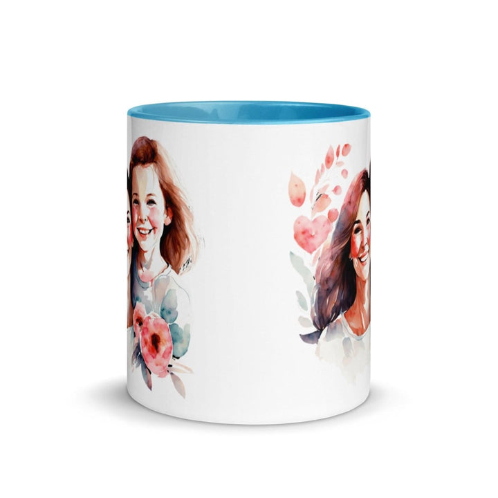 Mom and girl Colorful Print Mug - Blue - 11 oz - ArtyKoala