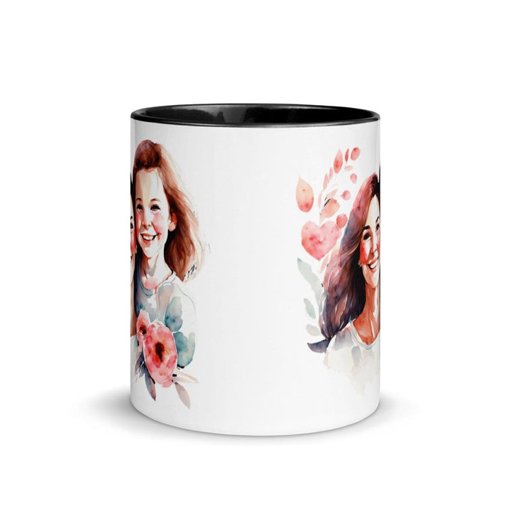 Mom and girl Colorful Print Mug - Black - 11 oz - ArtyKoala
