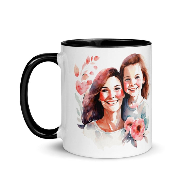 Mom and girl Colorful Print Mug - Black - 11 oz - ArtyKoala