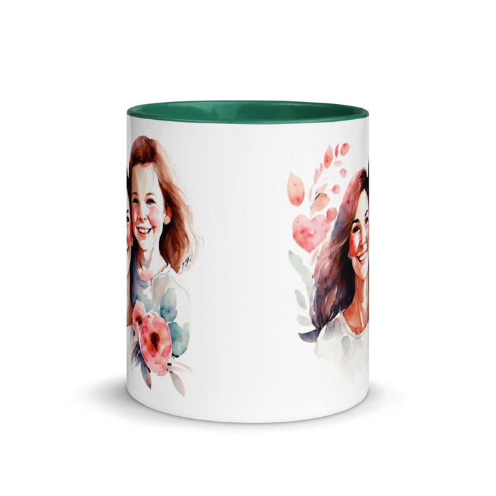 Mom and girl Colorful Print Mug - Dark green - 11 oz - ArtyKoala