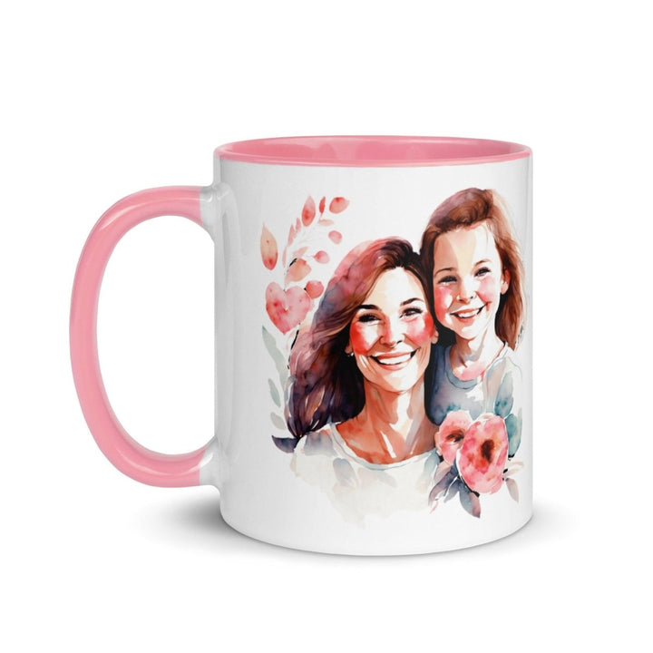 Mom and girl Colorful Print Mug - Pink - 11 oz - ArtyKoala