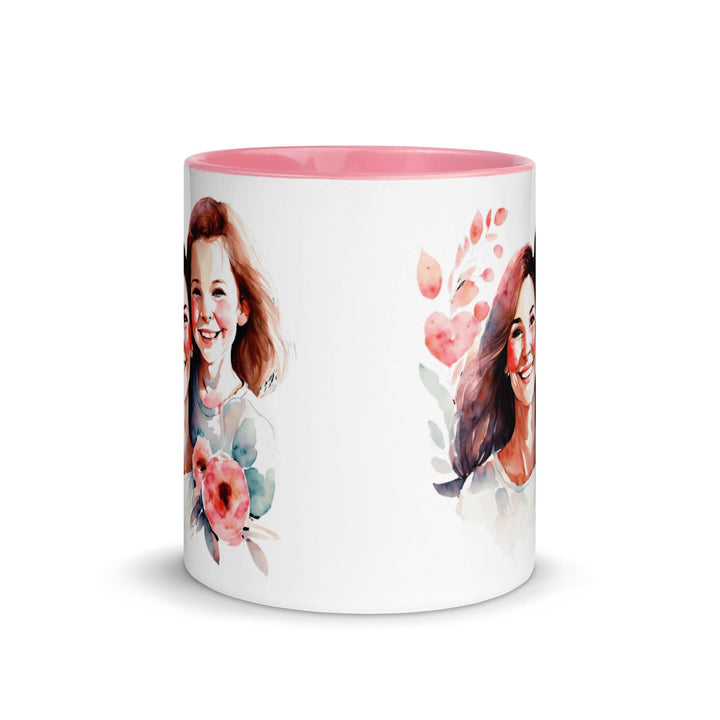 Mom and girl Mug with Color Inside - ArtyKoala