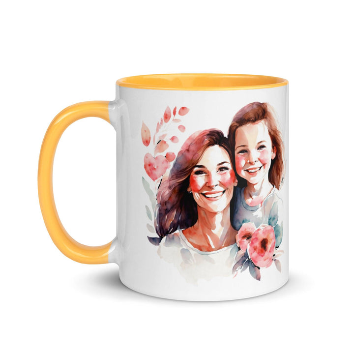 Mom and girl Mug with Color Inside - ArtyKoala