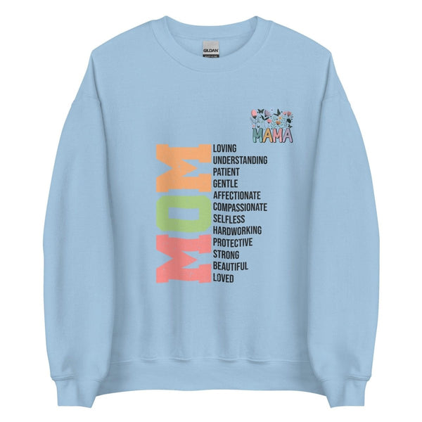 Mom Loving MamaGraphic Sweatshirt - Light Blue - S - ArtyKoala
