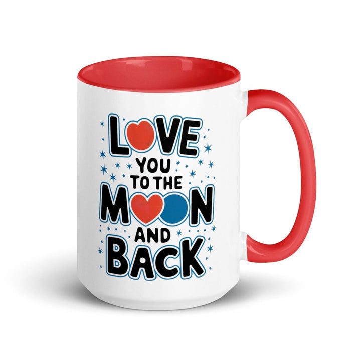 Moon and Back Colorful Print Mug - Red - 15 oz - ArtyKoala