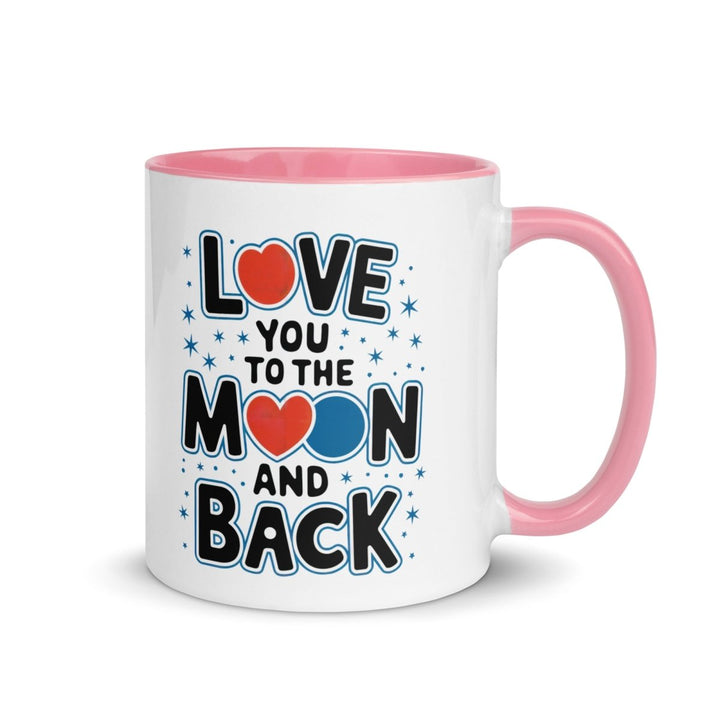 Moon and Back Colorful Print Mug - Pink - 11 oz - ArtyKoala