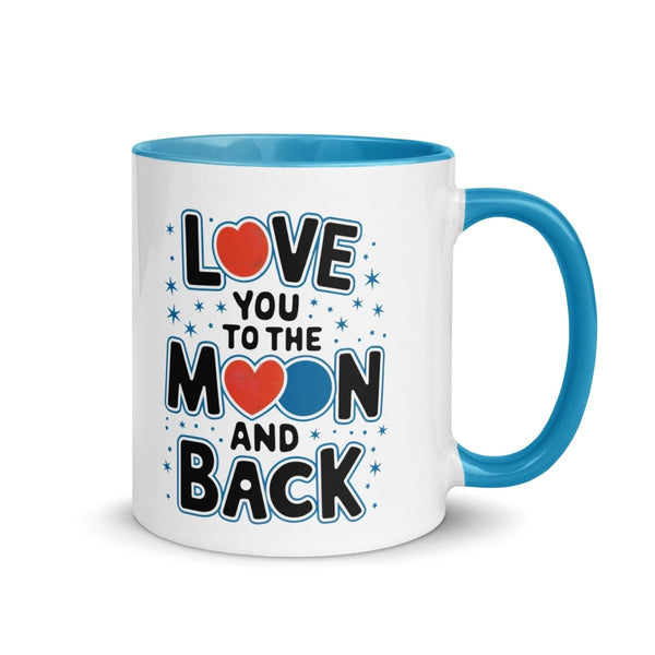 Moon and Back Colorful Print Mug - Blue - 11 oz - ArtyKoala