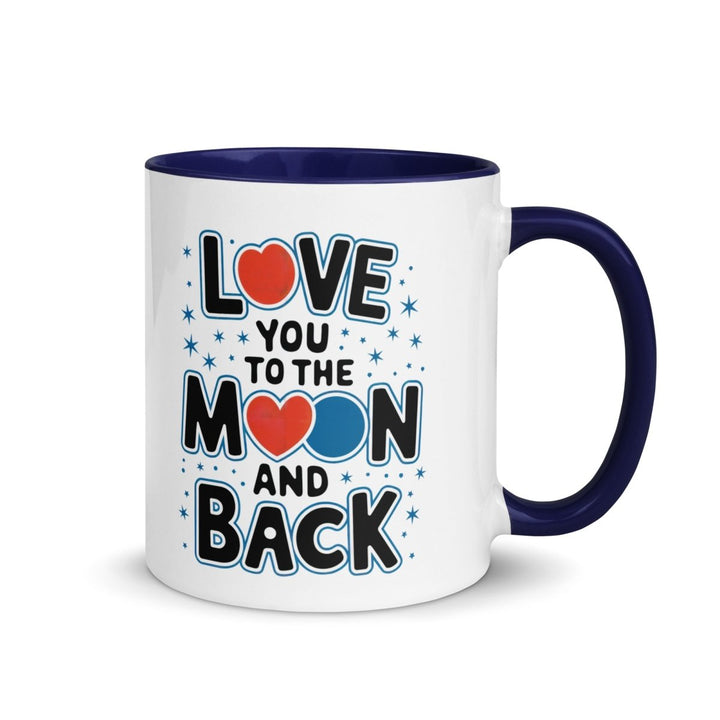 Moon and Back Colorful Print Mug - Dark Blue - 11 oz - ArtyKoala