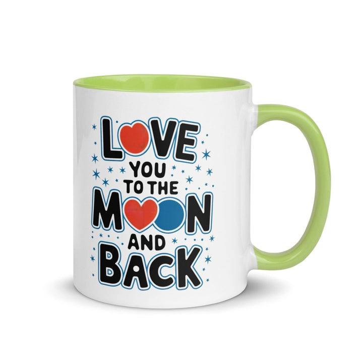 Moon and Back Colorful Print Mug - Green - 11 oz - ArtyKoala