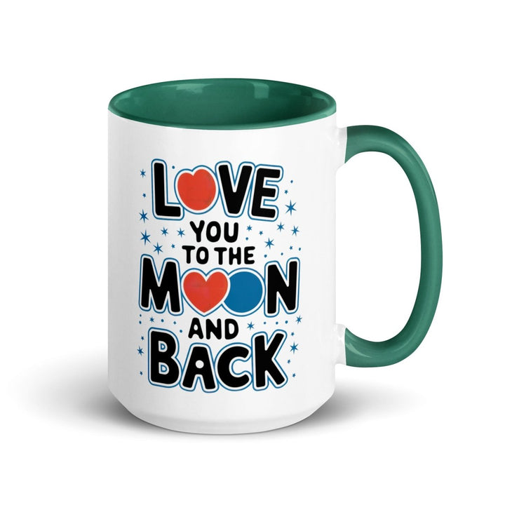 Moon and Back Colorful Print Mug - Dark green - 15 oz - ArtyKoala
