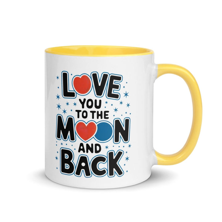 Moon and Back Colorful Print Mug - Yellow - 11 oz - ArtyKoala