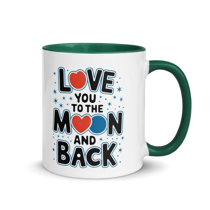 Moon and Back Colorful Print Mug - Dark green - 11 oz - ArtyKoala