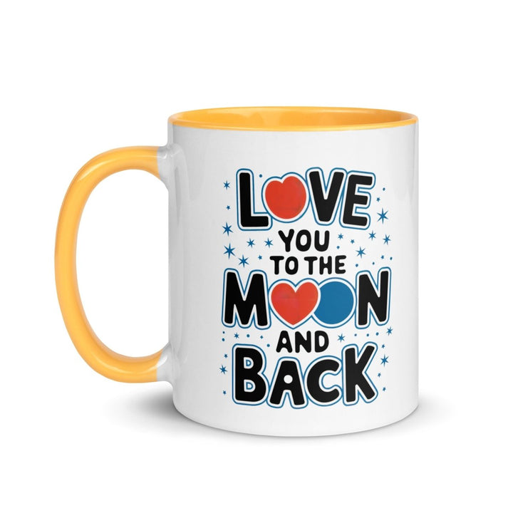 Moon and Back Colorful Print Mug - Orange - 11 oz - ArtyKoala