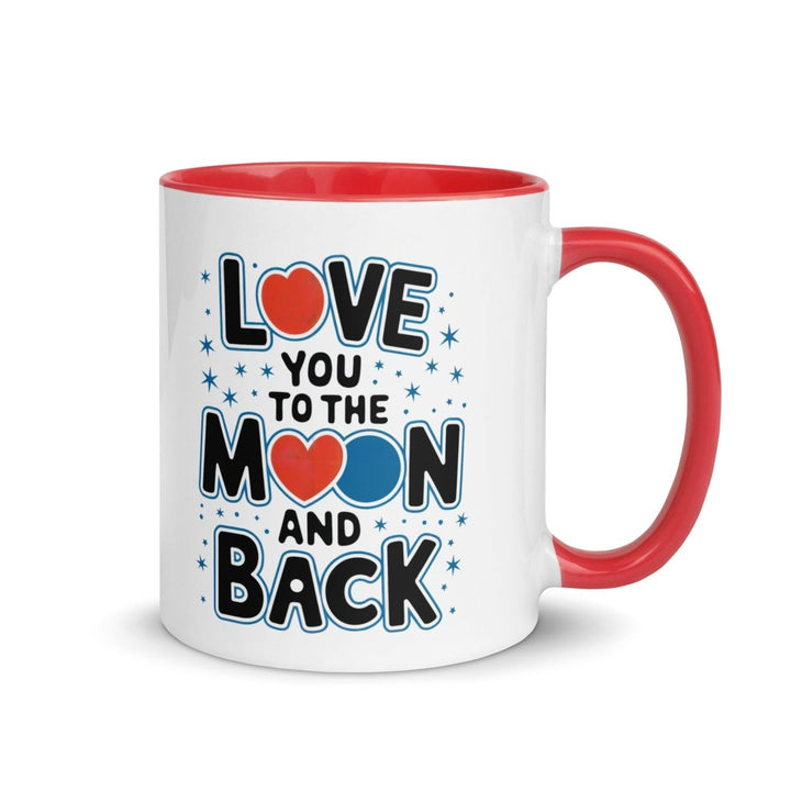 Moon and Back Colorful Print Mug - Red - 11 oz - ArtyKoala
