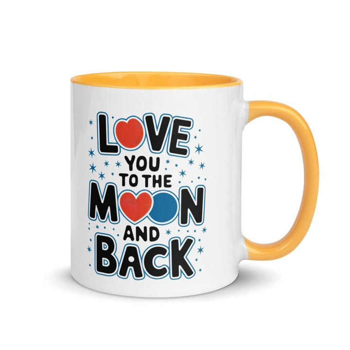 Moon and Back Colorful Print Mug - Golden Yellow - 11 oz - ArtyKoala