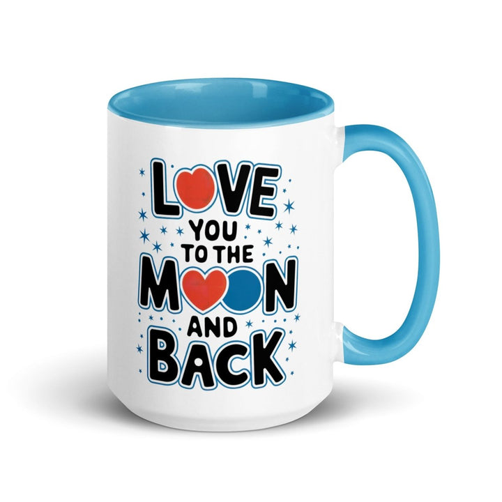 Moon and Back Colorful Print Mug - Blue - 15 oz - ArtyKoala