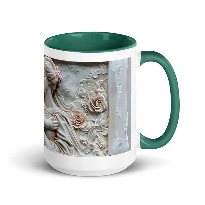 Mother and baby Face to Face 3D Mug with Color Inside - Dark green / 15 oz - ArtyKoala