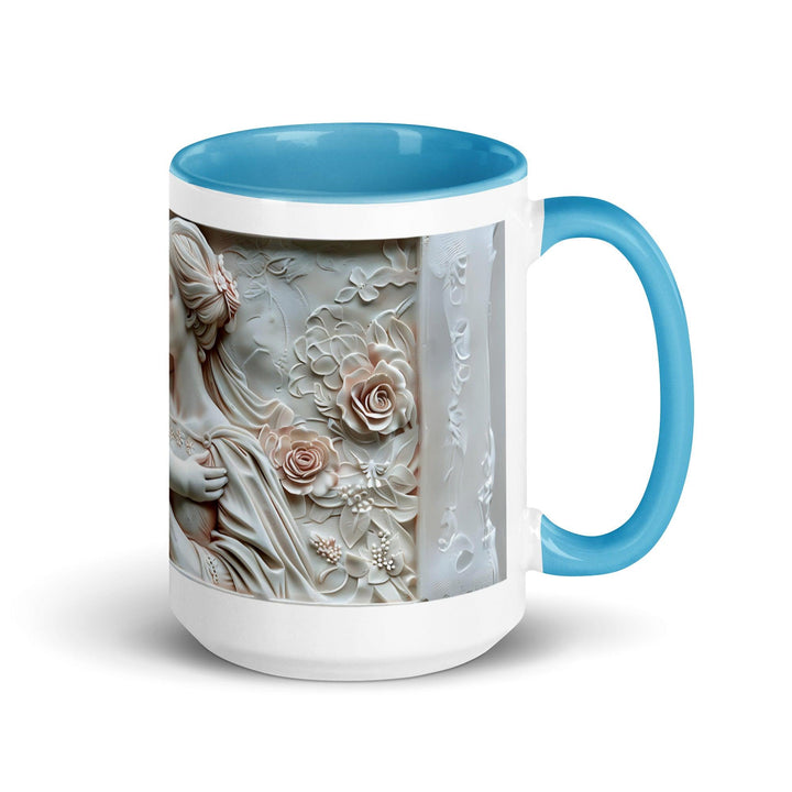 Mother and baby Face to Face 3D Mug with Color Inside - Blue / 15 oz - ArtyKoala