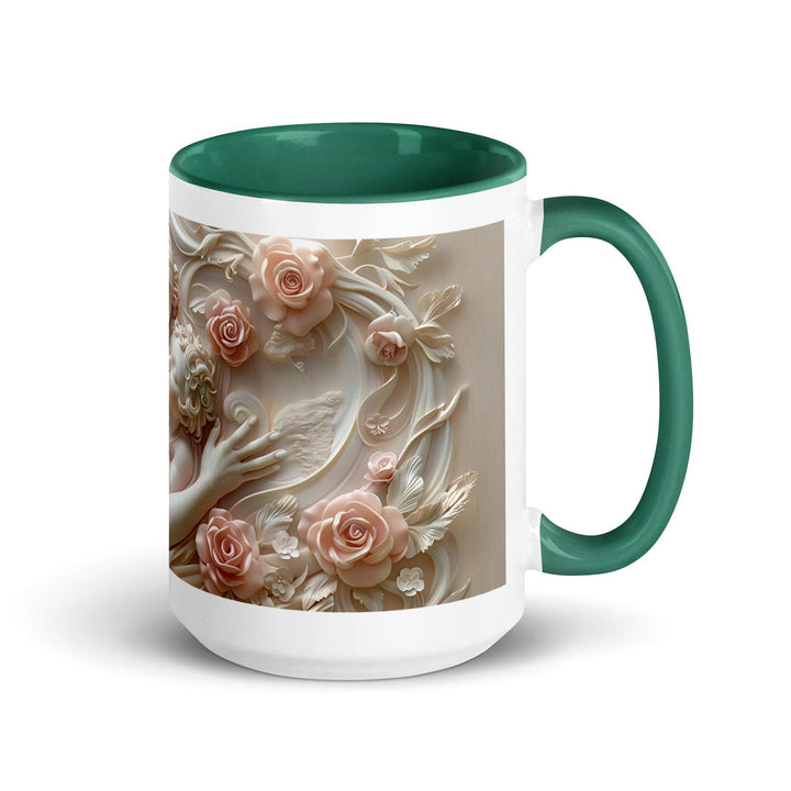 Mother and Baby Flower 3D mug with Color Inside - Dark green / 15 oz - ArtyKoala