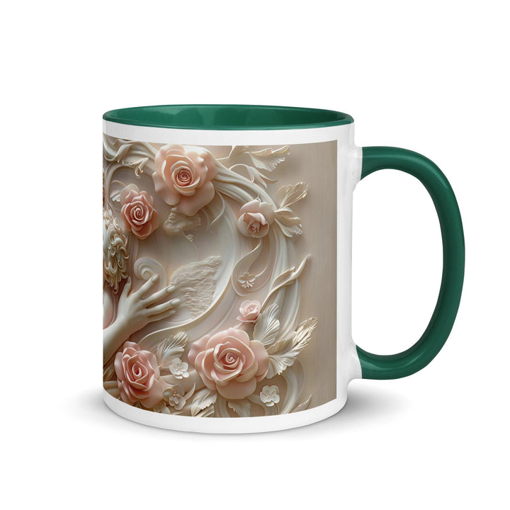 Mother and Baby Flower 3D mug with Color Inside - Dark green / 11 oz - ArtyKoala