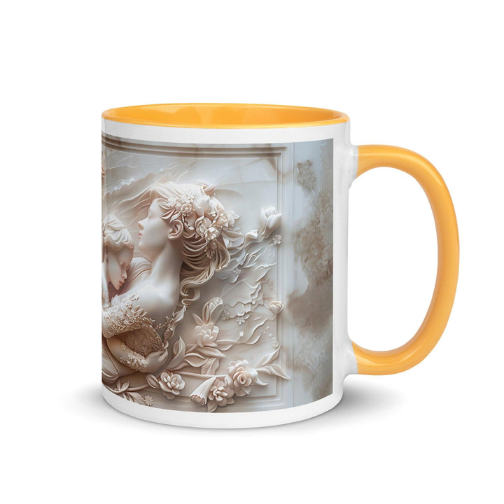 Mother and Baby Mother Hug 3D Mug with Color Inside - Golden Yellow / 11 oz - ArtyKoala