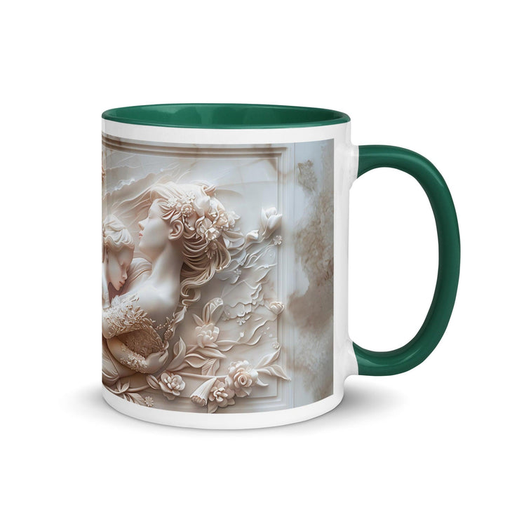 Mother and Baby Mother Hug 3D Mug with Color Inside - Dark green / 11 oz - ArtyKoala