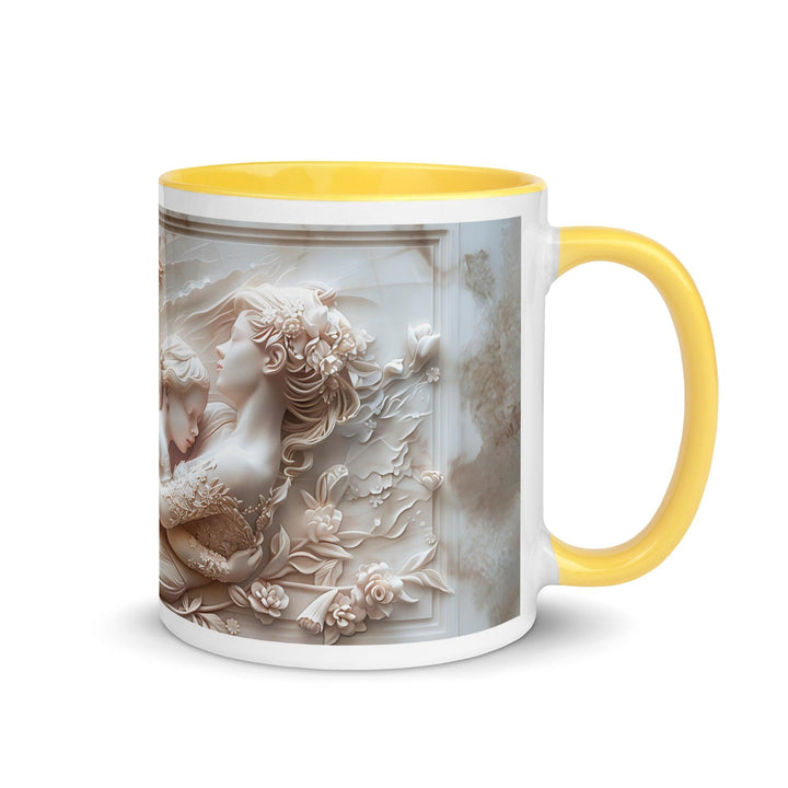 Mother and Baby Mother Hug 3D Mug with Color Inside - Yellow / 11 oz - ArtyKoala