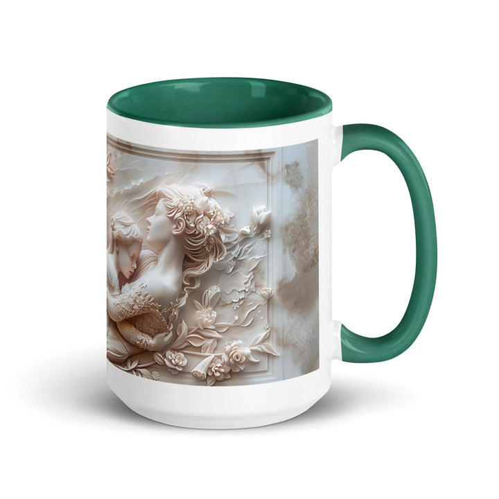 Mother and Baby Mother Hug 3D Mug with Color Inside - Dark green / 15 oz - ArtyKoala