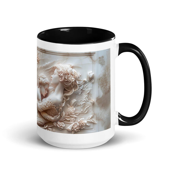 Mother and Baby Mother Hug 3D Mug with Color Inside - Black / 15 oz - ArtyKoala