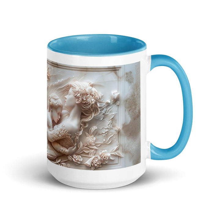 Mother and Baby Mother Hug 3D Mug with Color Inside - Blue / 15 oz - ArtyKoala