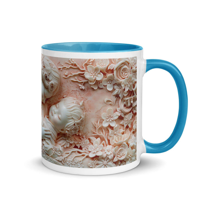 Mother and Baby Small Hand 3D Mug with Color Inside - Blue / 11 oz - ArtyKoala