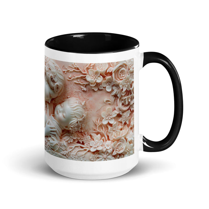 Mother and Baby Small Hand 3D Mug with Color Inside - Black / 15 oz - ArtyKoala