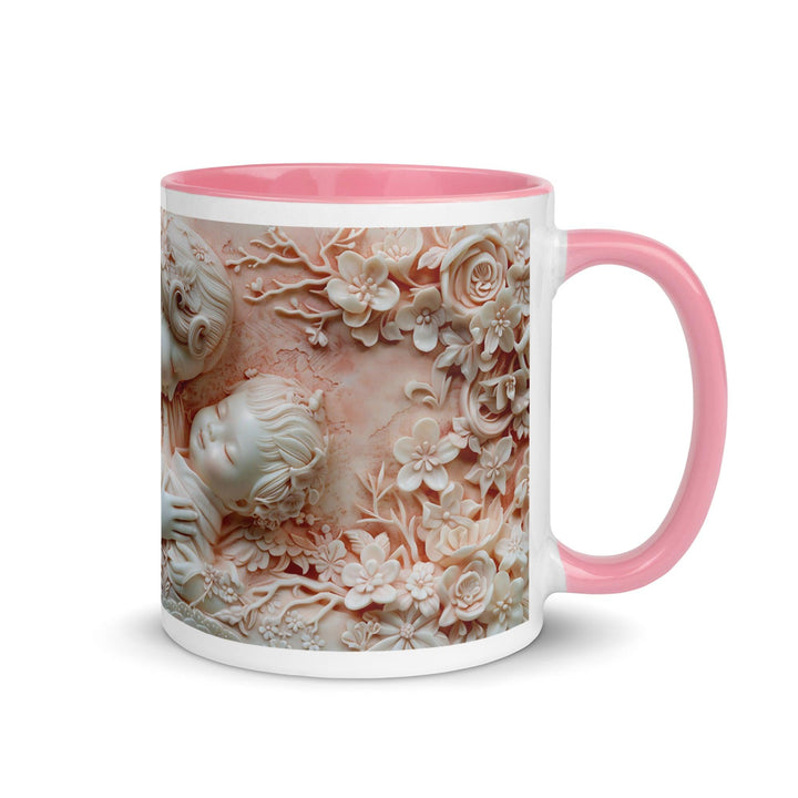 Mother and Baby Small Hand 3D Mug with Color Inside - Pink / 11 oz - ArtyKoala