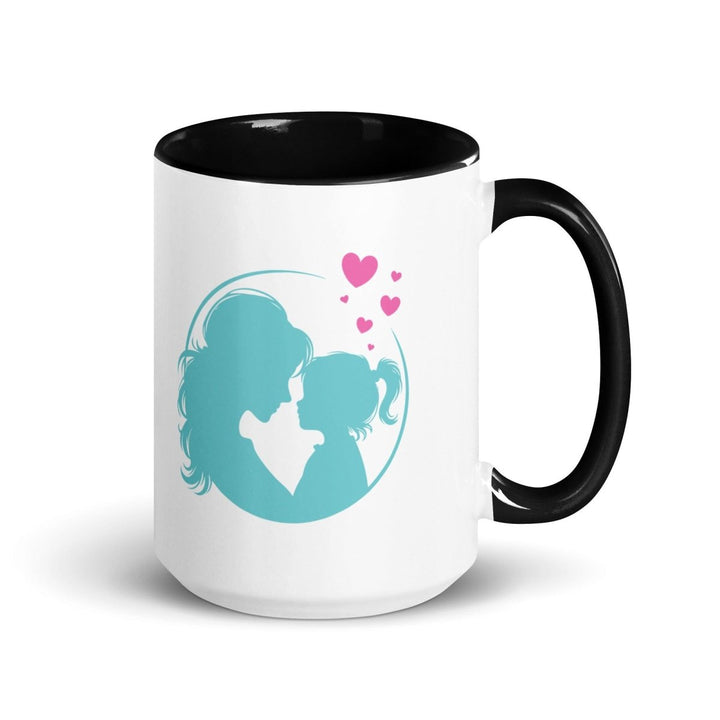 Mother and Daughter Colorful Print Mug - Black - 15 oz - ArtyKoala