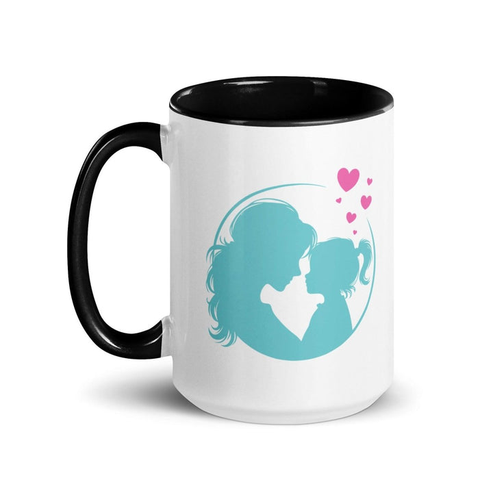 Mother and Daughter Colorful Print Mug - Black - 15 oz - ArtyKoala