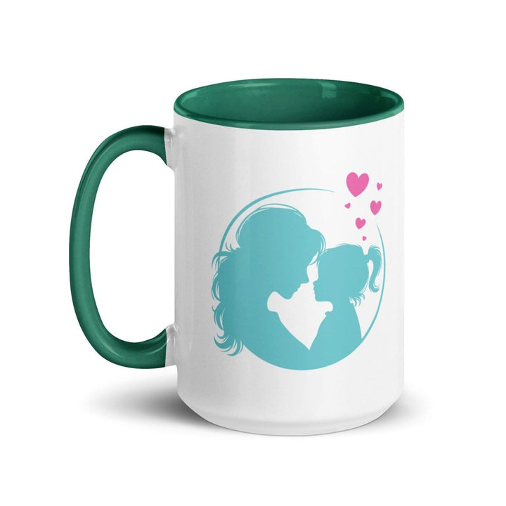 Mother and Daughter Colorful Print Mug - Dark green - 15 oz - ArtyKoala